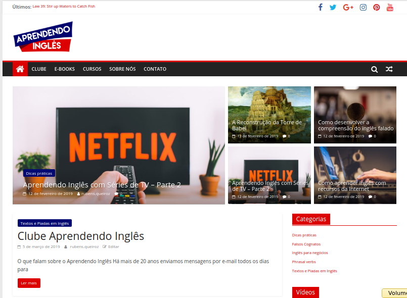 Novo site Aprendendo Inglês